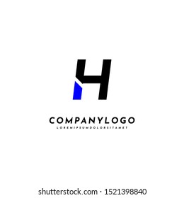 simple creative H logo letter black and blue design concept