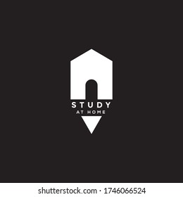 simple creative home and pencil negative space logo study at home during covid 19 corona virus