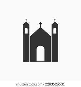 Simple creative icon design of church in black and white. 
a place where Christian or Catholic worship and ask for prayers to the Lord Jesus Christ every week sunday. singing song of praise to god