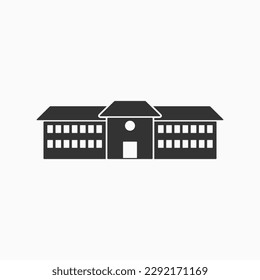 Simple creative icon design of elementary junior senior high shcool in black white eps. A place where people student guru learn study or get an education for the future, facilitiy and extracurricular