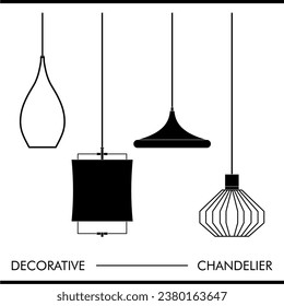 Simple creative icon flat design eps of decorative idea glass lamp in black and white bw. electric decor lighting devices, stick both inside and outside the house. old age style victorian or asia era