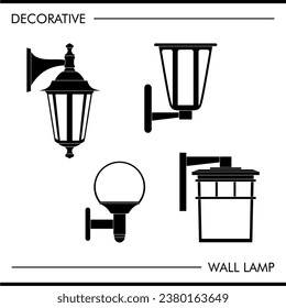 Simple creative icon flat design eps of decorative idea glass lamp in black and white bw. electric decor lighting devices, stick both inside and outside the house. old age style victorian or asia era