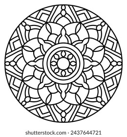 simple and creative indian mandala art, mandala design for coloring book, yoga logo
