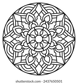 simple and creative indian mandala art, mandala design for coloring book, relaxing mandala art
