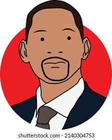 simple creative julian iconic unique style concept opie line art of famous people, Will Smith American Actor.