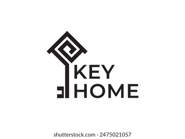 simple creative key home logo vector design