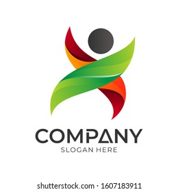 Simple creative kids/children logo design, happy people logo vector