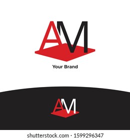 simple creative letter AM logo