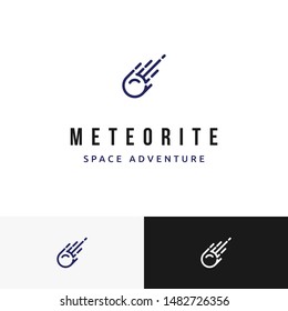 A simple creative line art meteorite logo. Suitable for technology business or science industry especially about space, astronaut,  and galaxy 