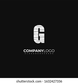 simple creative line patterned G logo letter design concept in white isolated on black background, vector illustration.