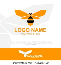 Simple creative logo animal with Bee wasp concept for your company. extreme painful poisonous toxic sting, sweet honey, yellow black orange color. live in hexagon house nest group and can beekeping