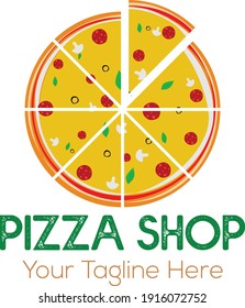 Simple but creative logo for pizza shop.