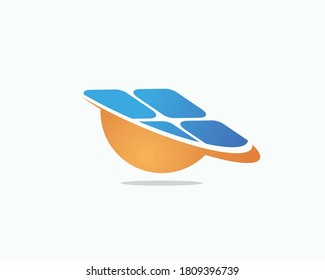 A simple, creative logo of solar energy, memorable logo combines sun and solar panel.