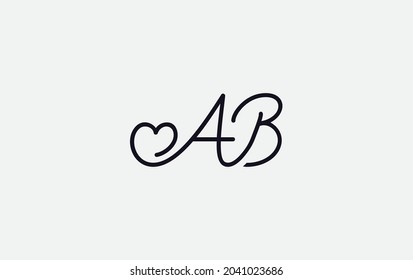 Einfaches und kreatives Liebeszeichen. Liebeslogo. Herzsignierlogo auf AB-Brief