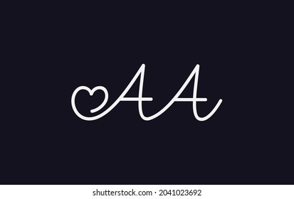 Simple and creative love sign. love logo. heart sign logo by double AA letter