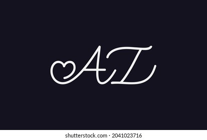 Simple and creative love sign. love logo. heart sign logo by AZ letter