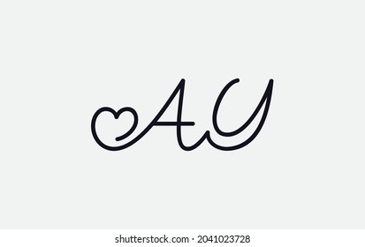 Señal de amor simple y creativa. logotipo de amor. logotipo de signo de corazón por carta de AY
