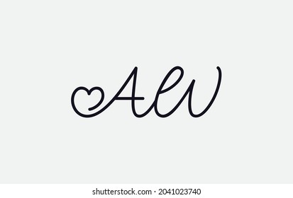 Simple and creative love sign. love logo. heart sign logo by AW letter