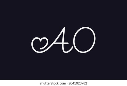 Simple and creative love sign. love logo. heart sign logo by AO letter