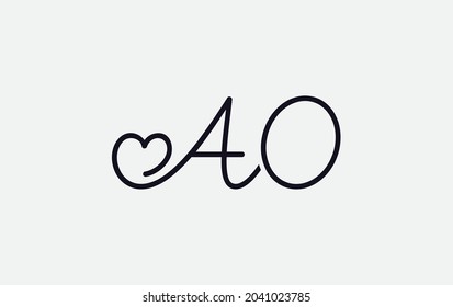 Simple and creative love sign. love logo. heart sign logo by AO letter