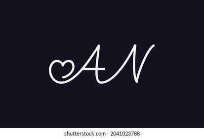 Simple and creative love sign. love logo. heart sign logo by AN letter