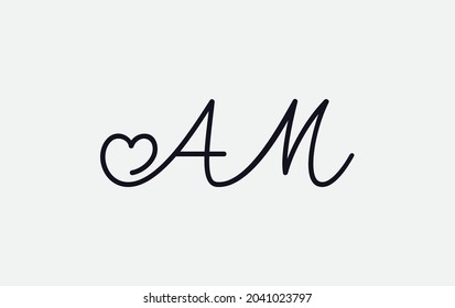 Simple and creative love sign. love logo. heart sign logo by AM letter