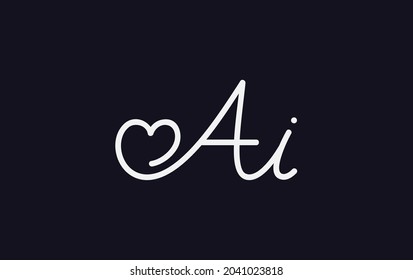 Señal de amor simple y creativa. logotipo de amor. logotipo de signo cardíaco por carta de Ai AJ