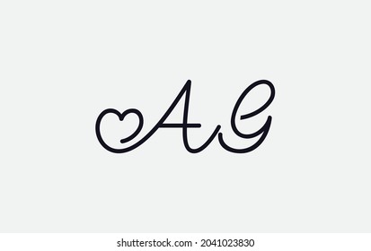 Simple and creative love sign. love logo. heart sign logo by AG letter