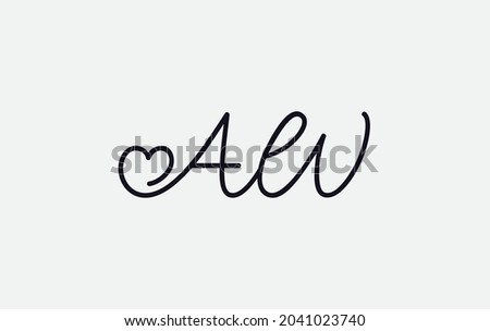 Simple and creative love sign. love logo. heart sign logo by AW letter