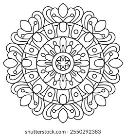 design de mandala simples e criativo para colorir página do livro, arte criativa de mandala para arte de parede, design de hena
