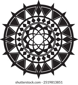 A simple creative mandala design silhouette vector style with white background