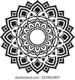 Un estilo creativo simple del Vector de la silueta del diseño del mandala con el fondo blanco
