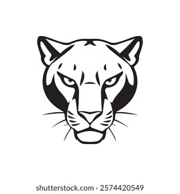 Simple Creative Minimal Panther Head Logo Design Silhouette Vector