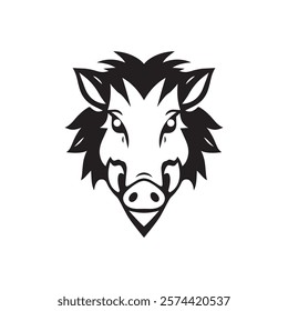 Simple Creative Minimal Wild Boar Head Logo Design Silhouette Vector