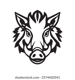 Simple Creative Minimal Wild Boar Head Logo Design Silhouette Vector