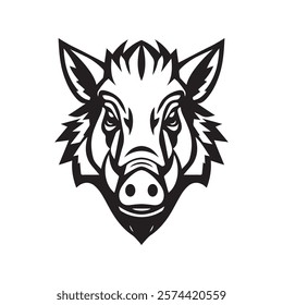 Simple Creative Minimal Wild Boar Head Logo Design Silhouette Vector