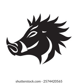 Simple Creative Minimal Wild Boar Head Logo Design Silhouette Vector