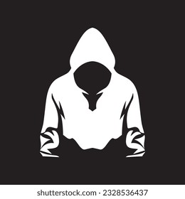 Einfache kreative Design-Vorlage für das Logo von Man in Hoodie, geeignet für T-Shirt-Logo, Digital, Ikone, Bildschirmhintergründe und andere Marketingmaterialien