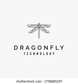 simple, creative, modern nature dragonfly technology logo design inspiration