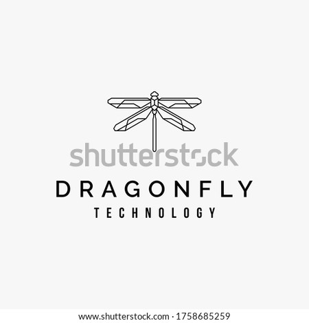 simple, creative, modern nature dragonfly technology logo design inspiration