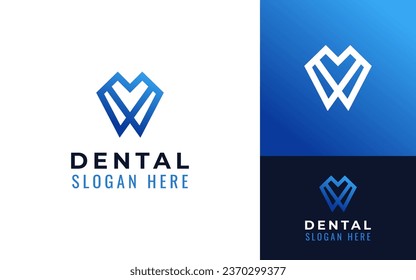 Simple Creative Monoline Geometric Teeth Tooth Dental Dentist Dent Logo Branding Template