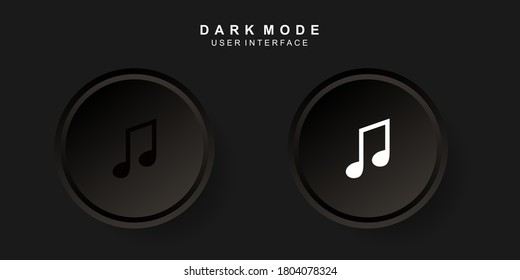 Simple Creative Music User Interface in Neumorphism Design. Simple, modern and minimalist. Smooth and soft 3D user interface. Dark mode. For website or apps design. Icon Music Vector Illustration.