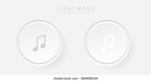 Simple Creative Music User Interface in Neumorphism Design. Simple modern and minimalist. Smooth and soft 3D user interface. Light mode. For website or apps design. Icon Music Vector Illustration.