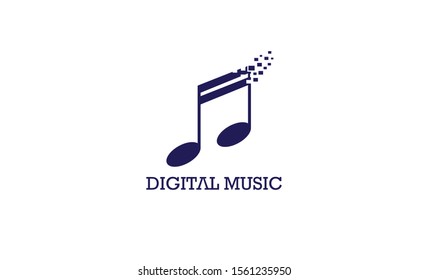 simple creative Musical notes with digital accents, song, melody or tune flat vector icon for musical apps and websites.