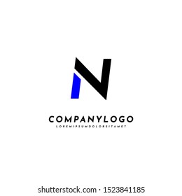 simple creative N logo letter black and blue design concept