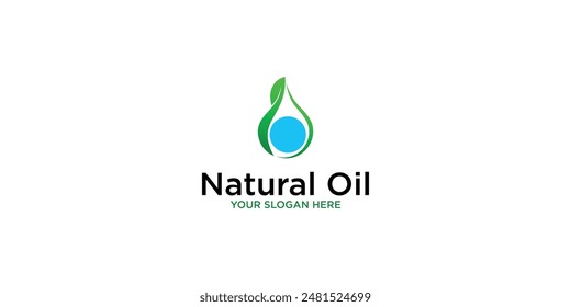 Simple and creative nature oil logo design with modern concept , premium vector
