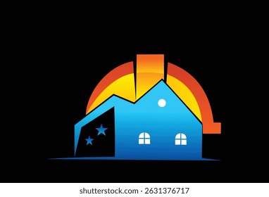 Simple, creative and nice home renovation logo design concept
