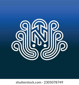 Simple creative NT Octopus logo design concept suitable for company logo, print, digital, icon, apps, and other marketing material purpose
