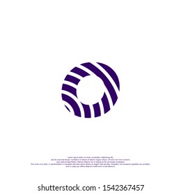 simple creative oval striped technology O logo letter in dark purple color isolated on white background design concept.