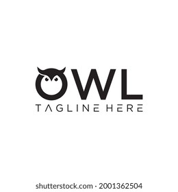 Simple and creative owl logo design vector, combination of letter O and owl